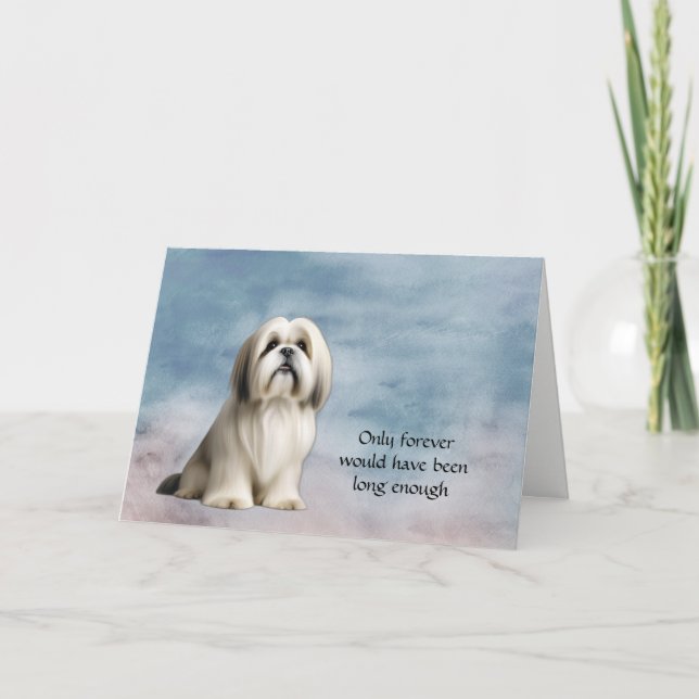 Vitt Tan Lhasa Apso Sympathy CondolCard Helgkort (Framsida)
