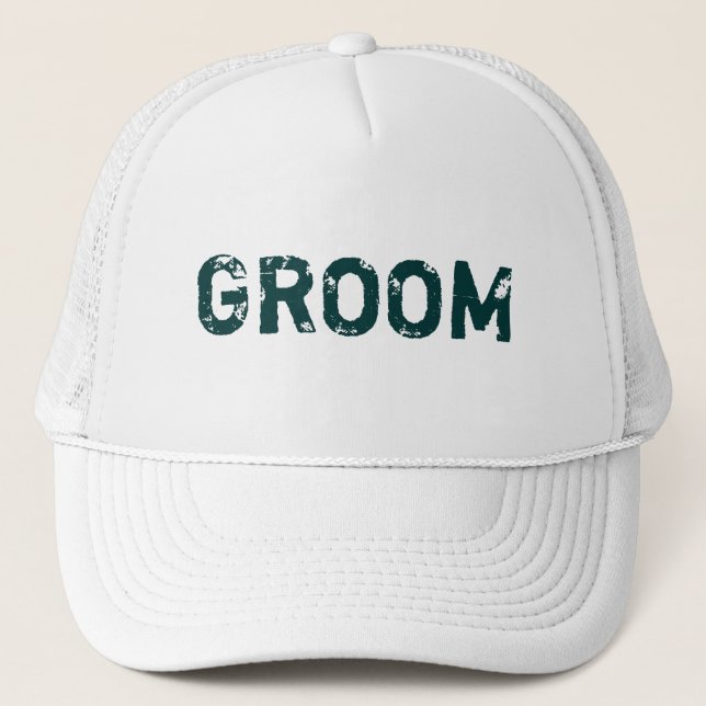 Vitt tealettema Groom hat Keps (Framsida)
