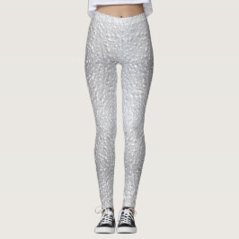 Vitt texturerat utseende leggings