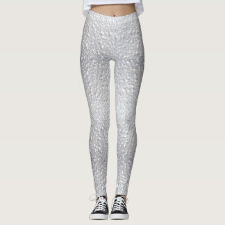 Vitt texturerat utseende leggings