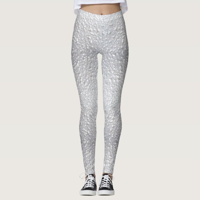 Vitt texturerat utseende leggings (Framsida)