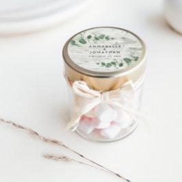 Vitt trä från bröllop, fint, ömtåligt, eukalyptus runt klistermärke