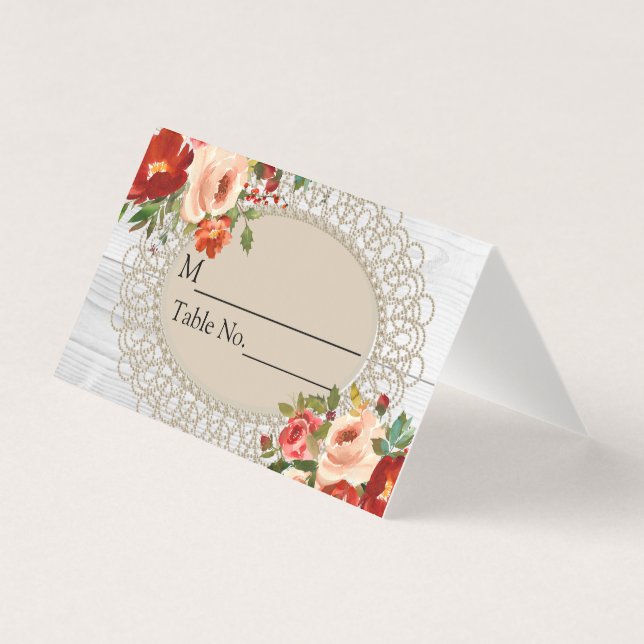 Vitt träkort med Snöre-Bord Kort (Framsida)