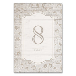 Vitt trästrålekort för snöre, landsbyggsbröllop, b bordsnummer