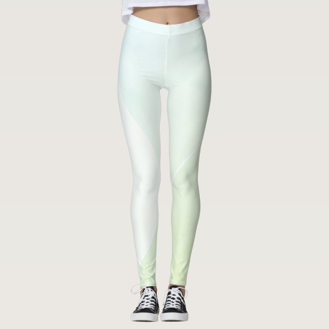 Vitt Trendig för Vit Gult i blå Grönt Leggings (Framsida)