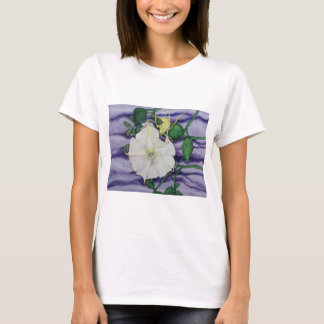 VitT-tröja med vitblomman på lavendel T Shirt