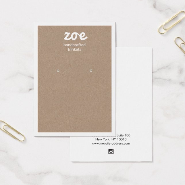 Vitt typografi Kraft Earring Visning Card Visitkort (Kontor)