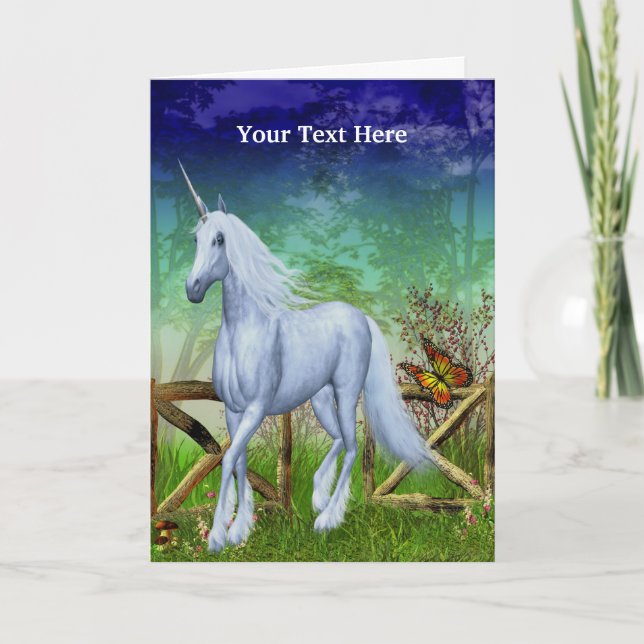 Vitt Unicorn Fantasy Art Photo Card Kort (Framsida)