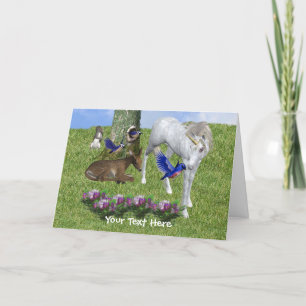 Vitt Unicorn- och Friends Animal Photo Card Kort