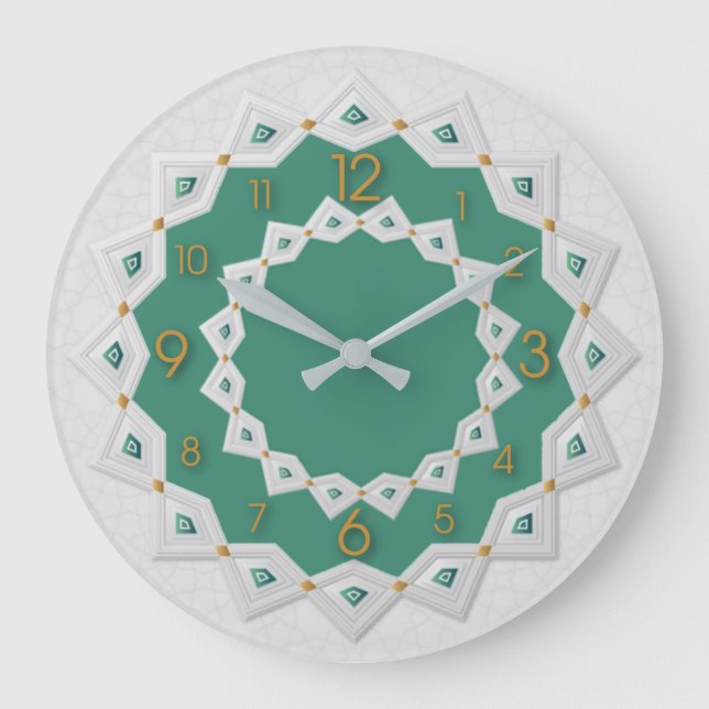 Vitt vackert mandala stor klocka (Framsida)