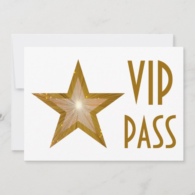 Vitt vågrät för VIP PASS-inbjudan till Guld Star Inbjudningar (Framsida)