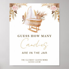 Vitt vattenfärgsblomma Blomsterbabyskal för ljus i Poster