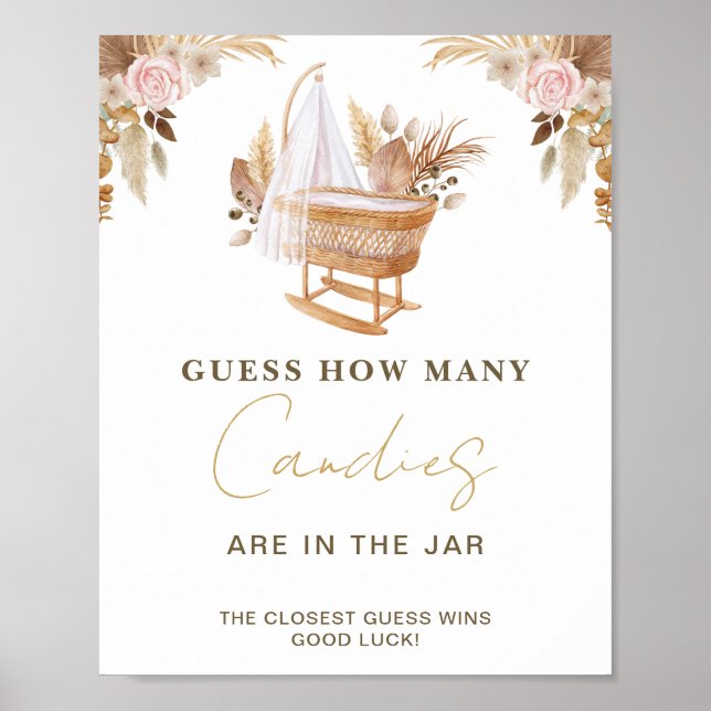 Vitt vattenfärgsblomma Blomsterbabyskal för ljus i Poster (Framsidan)