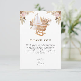 Vitt vattenfärgsblomma Blomsterbabyskal för ljus i Tack Kort