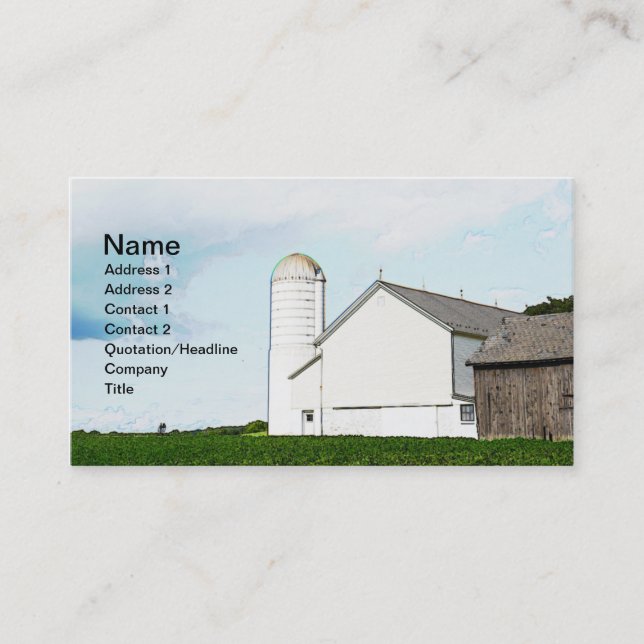 Vitt vedlada och silo visitkort (Framsida)