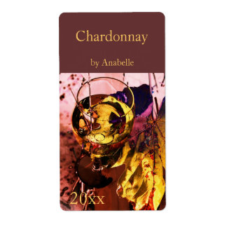 Vitt vin-glas och löv vin-flaska-vinetikett fraktsedel