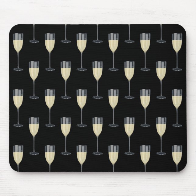 Vitt Vin-glas på svart Musmatta (Framsidan)
