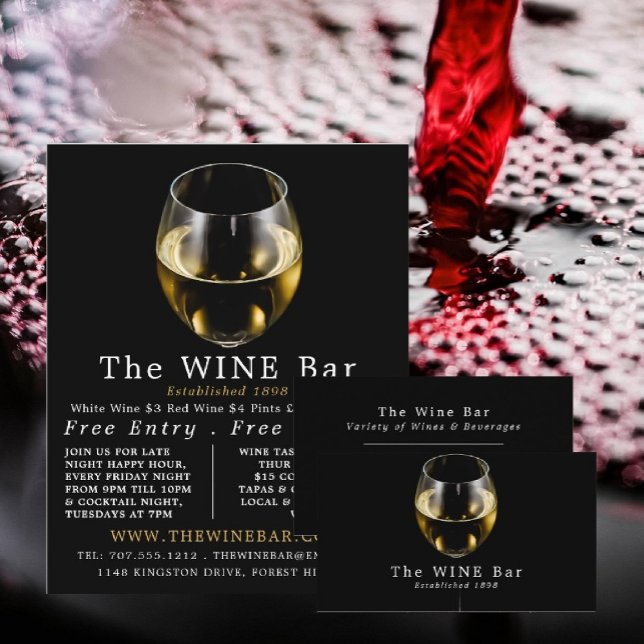 Vitt Vin-glas, Vin Pub/Winery Visitkort (Skapare uppladdad)