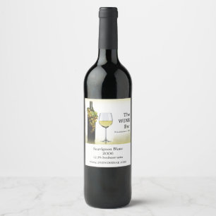 Vitt vin & vindruvor, vinbar/vinodling vinflaska etikett