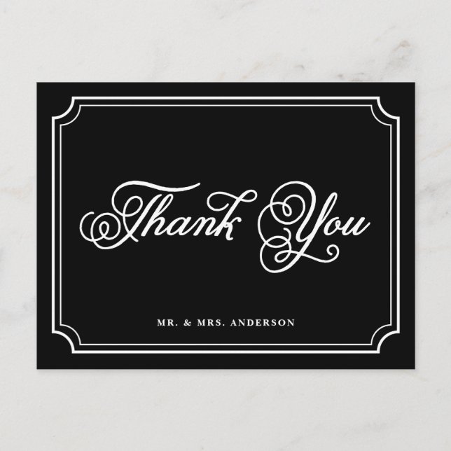 Vitt vykort för svartvit Tack (Framsida)