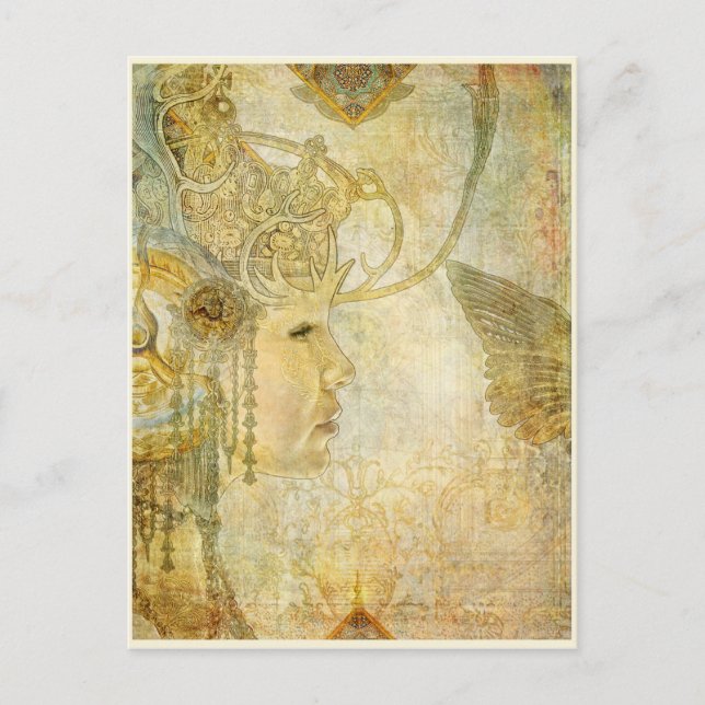 vitt vykort med drottningmotiv (Framsida)