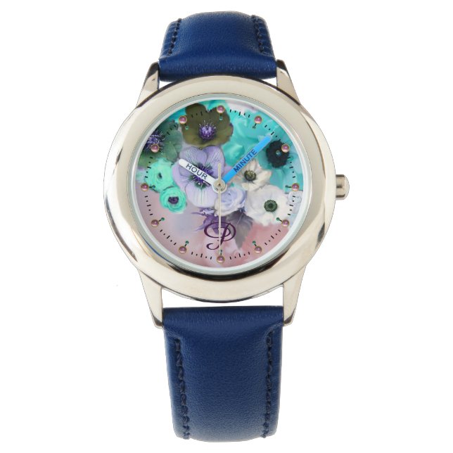 VITTEAL BLUE RO,ANEMONFLÖDEN MONOGRAM ARMBANDSUR (Framsida)
