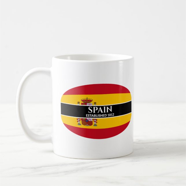 Vittext Spanien inrättade 1812 Flagga Kaffemugg (Vänster)