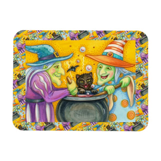 VITTMETODER, SVART KAT- OCH HALLOWEEN-BREW MAGNET (Horisontell)