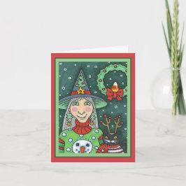 VITTNAD I SNÖGUBBE SWEATER, SVART CAT JULAFTON HAL KORT