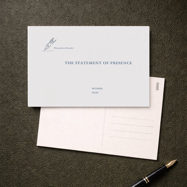 Vittnesattest vid borgerlig vigsel på rådhus vykort (Civil Ceremony Non Traditional Wedding Witness Gift)