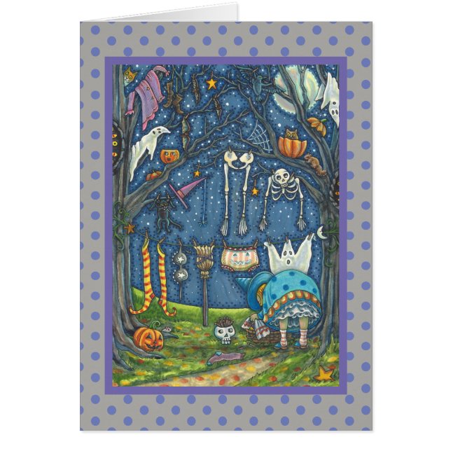 VITTON TVÄTT DAGEN, SKELETONS SPÖKEN GREETING CARD OBS KORT (Framsidan)