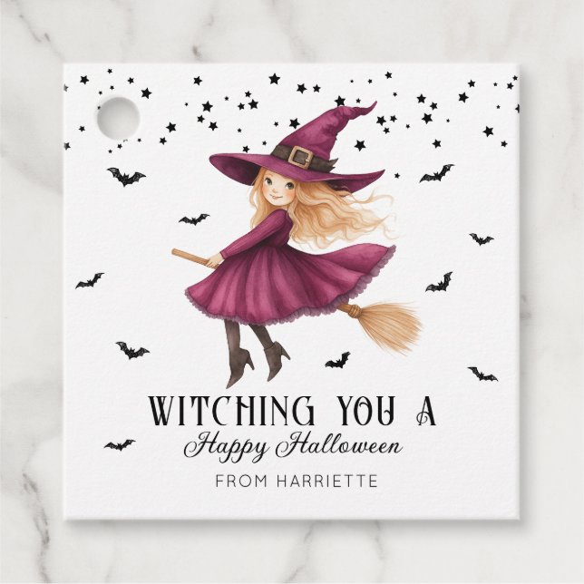 Vittra dig en happy halloween Witch Gåvor Etiketter (Framsida)