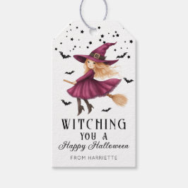 Vittra dig en Happy halloween Witch Presentetikett