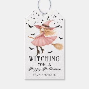 Vittra dig en Happy halloween Witch Presentetikett