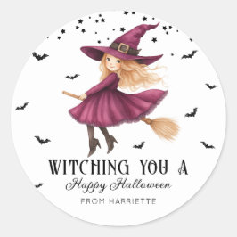 Vittra dig en happy halloween Witch Runt Klistermärke