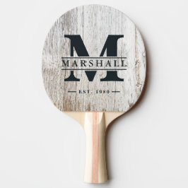 Vittrad Vitkalkad Monogram & Namn Överlägg Pingisracket