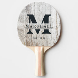 Vittrad Vitkalkad Monogram & Namn Överlägg Pingisracket