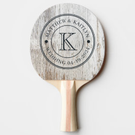 Vittrad Vittrad Trä Bröllopsmonogram Pingisracket