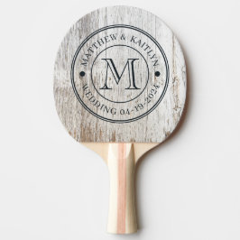 Vittrad Vittrad Trä Bröllopsmonogram Pingisracket