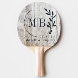 Vittrad Vittrad Träblad Bröllopsmonogram Pingisracket