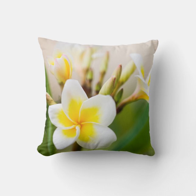 Vittropisk blomma kudde (Framsida)