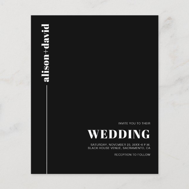 Vittypografi QR-kod BUDGET-bröllopsinbjudan (Framsida)