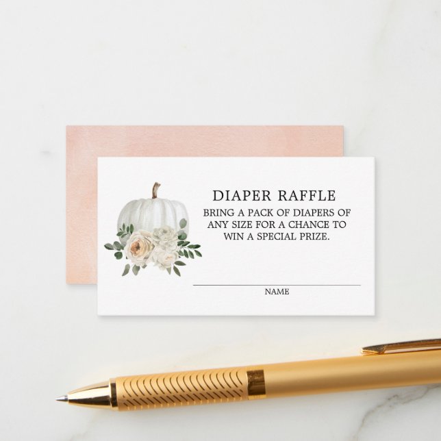Vitumpkin Fall Theme Diaper Raffle Biljett Encl Tilläggskort (Fram/Back In Situ)