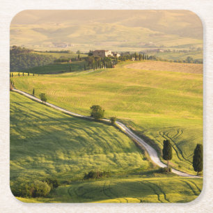 Vitvägen i Tuscany landskap kustfartyget Underlägg Papper Kvadrat