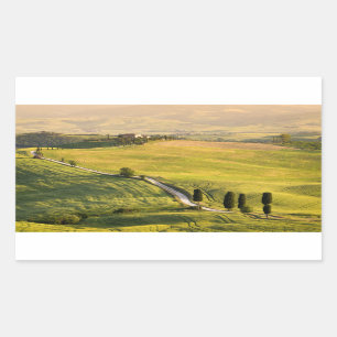 Vitvägen i Tuscany landskap rektangelklistermärk Rektangulärt Klistermärke