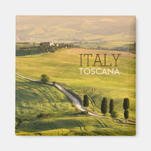Vitvägen i Tuscany landskap textmagneten Magnet