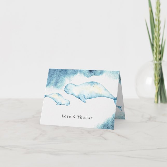 Vitval | Havsbarn Babyshower Tacksamhetskort Tack Kort (Framsida)