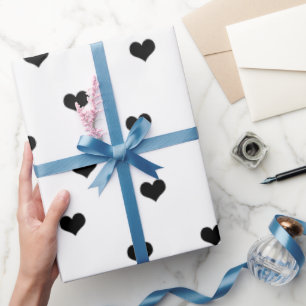 Vitvalentin för elegant svart mönster för hjär presentpapper