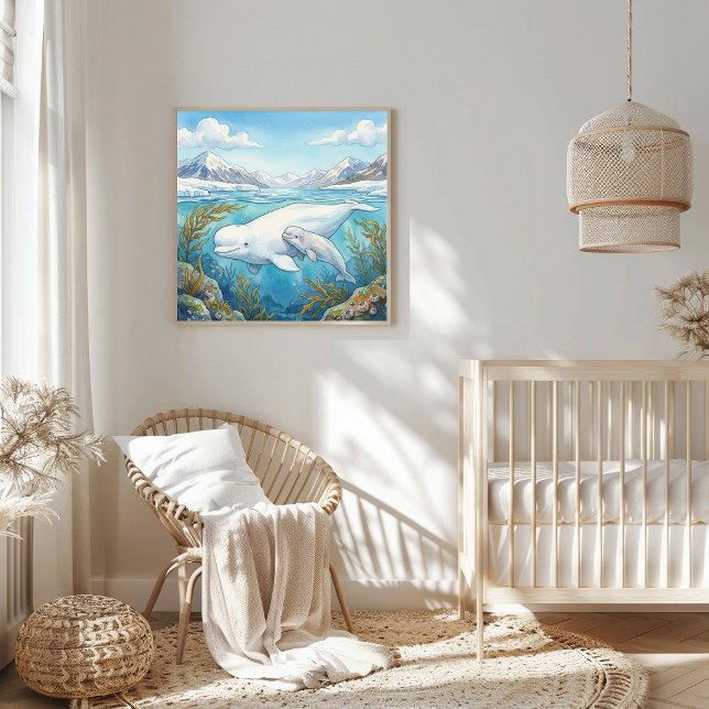 Vitvalshona och Kalvföräldraskap Nursery Poster (Skapare uppladdad)