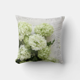 vitvanlig hortensia med skrivar handstil kudder kudde